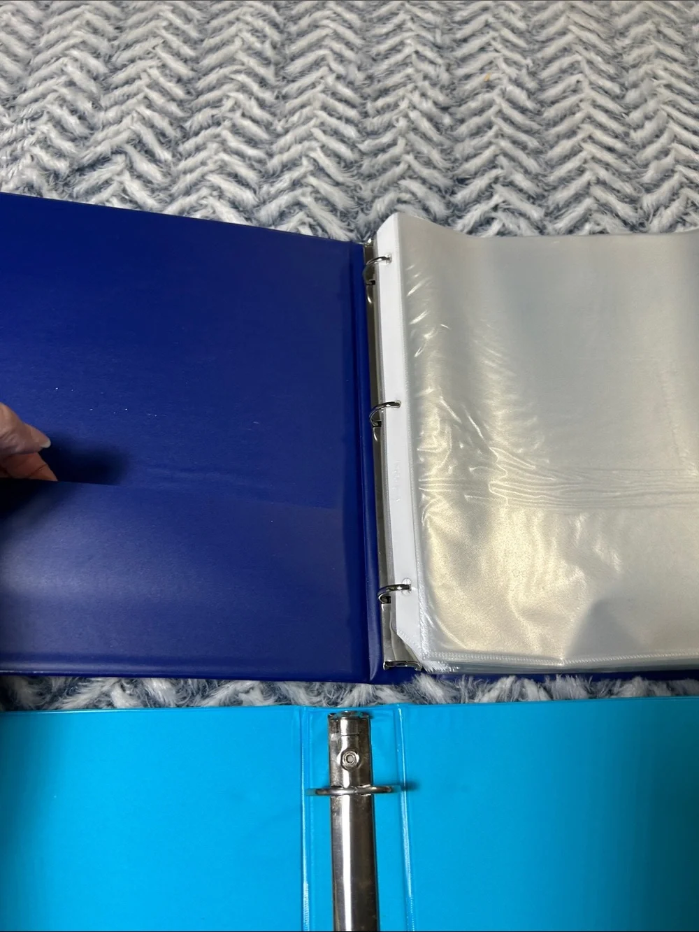 Assorted Color 1”- 2” 3 Ring Binders 100 Clear Sheet Protectors and Notebooks